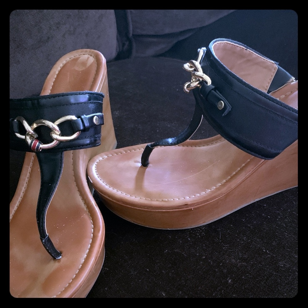 Tommy Hilfiger platform wedges with buckle detail